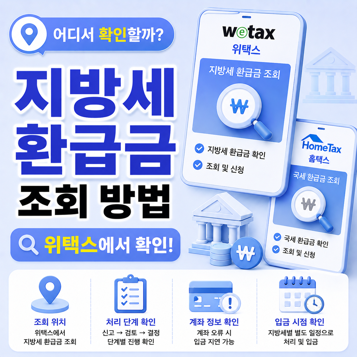 지방세 환급금 위택스 홈택스 조회 방법 안내