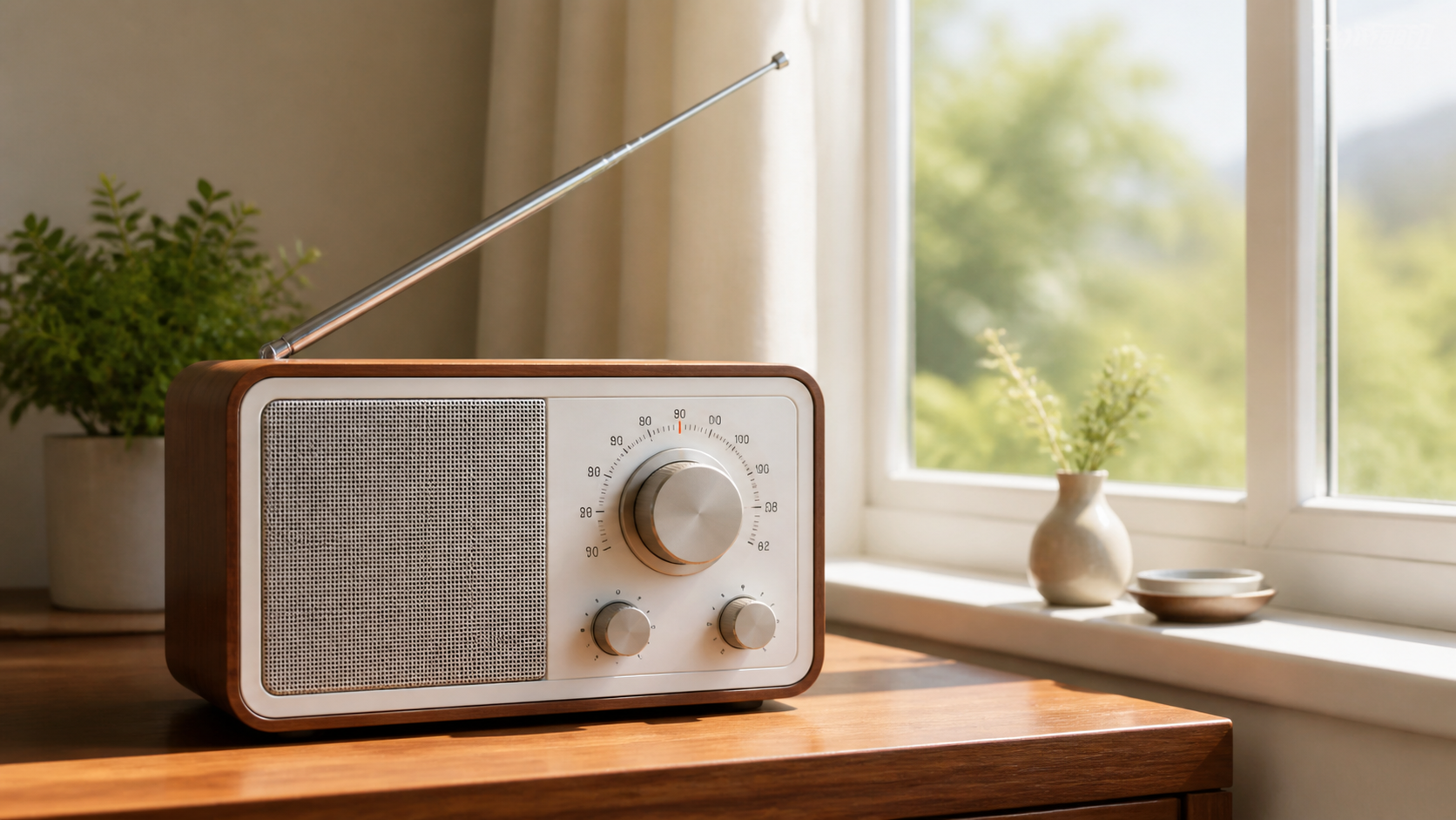 부모님용 라디오 스피커의 큰 버튼과 FM 안테나 확인 항목