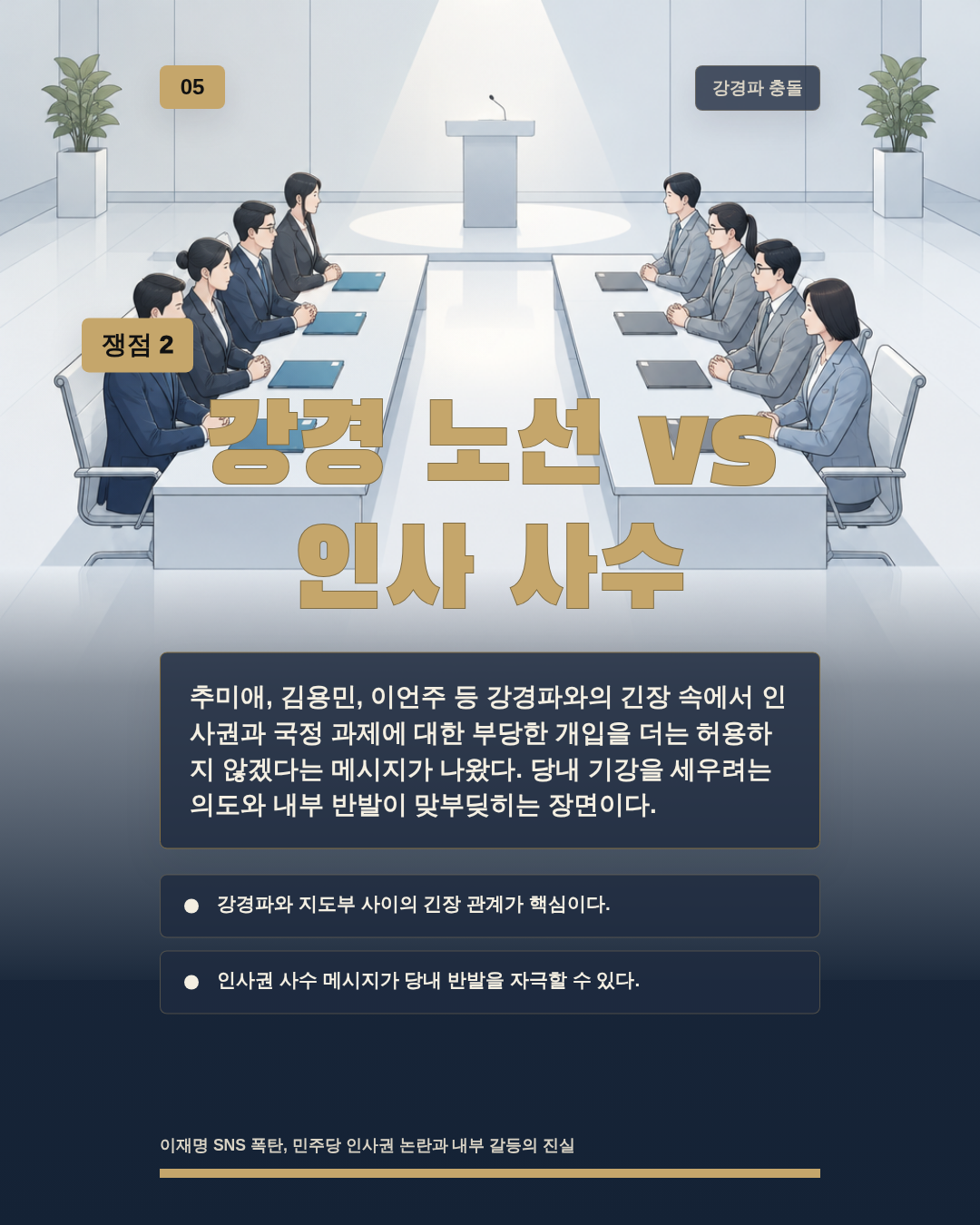 강경 노선 vs 인사 사수