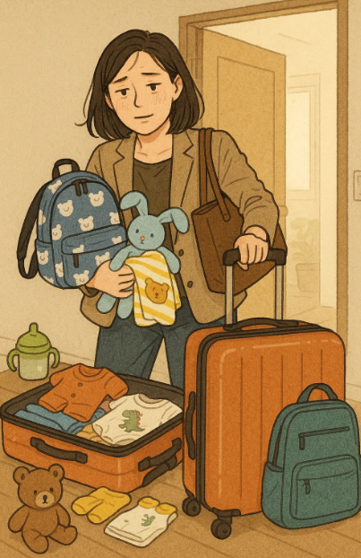 워킹맘이 가족 여행 준비하는 모습