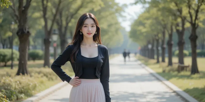 공원 산책하며 고관절 잡는 여성