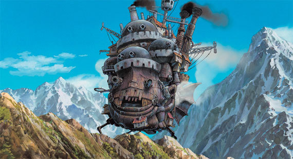 애니메이션 영화 하울의 움직이는 성에서 성이 움직이는 장면 사진