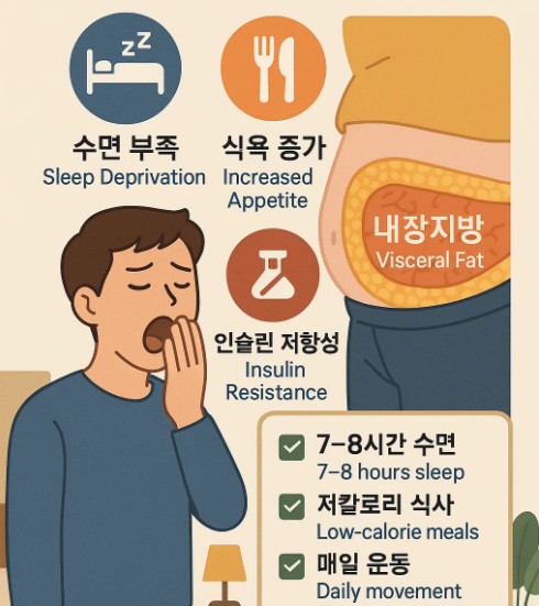 잠 부족이 내장 지방을 키운다