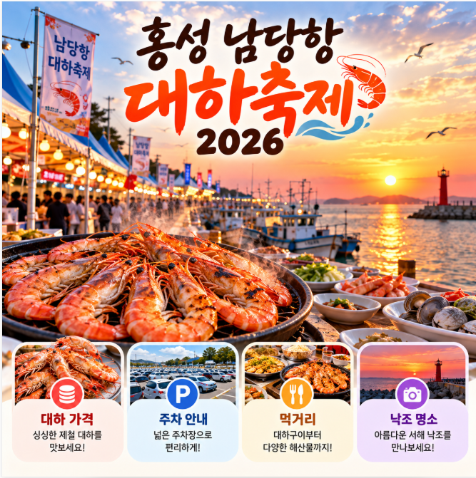 홍성 남당항 대하축제 일정&middot;대하 가격&middot;주차&middot;먹거리&middot;낙조 명소 총정리