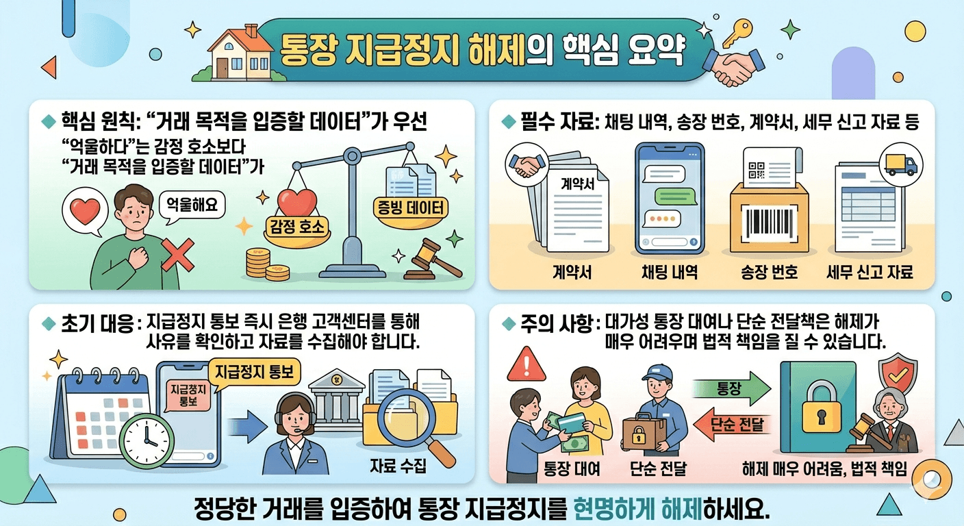 [금융 가이드] 통장 지급정지 해제 성공 사례 분석 ❘ 유형별 소명 방법 및 대응 전략