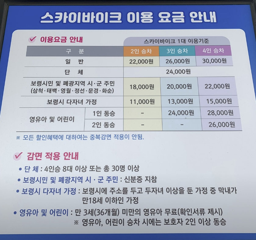 스카이바이크 이용요금
