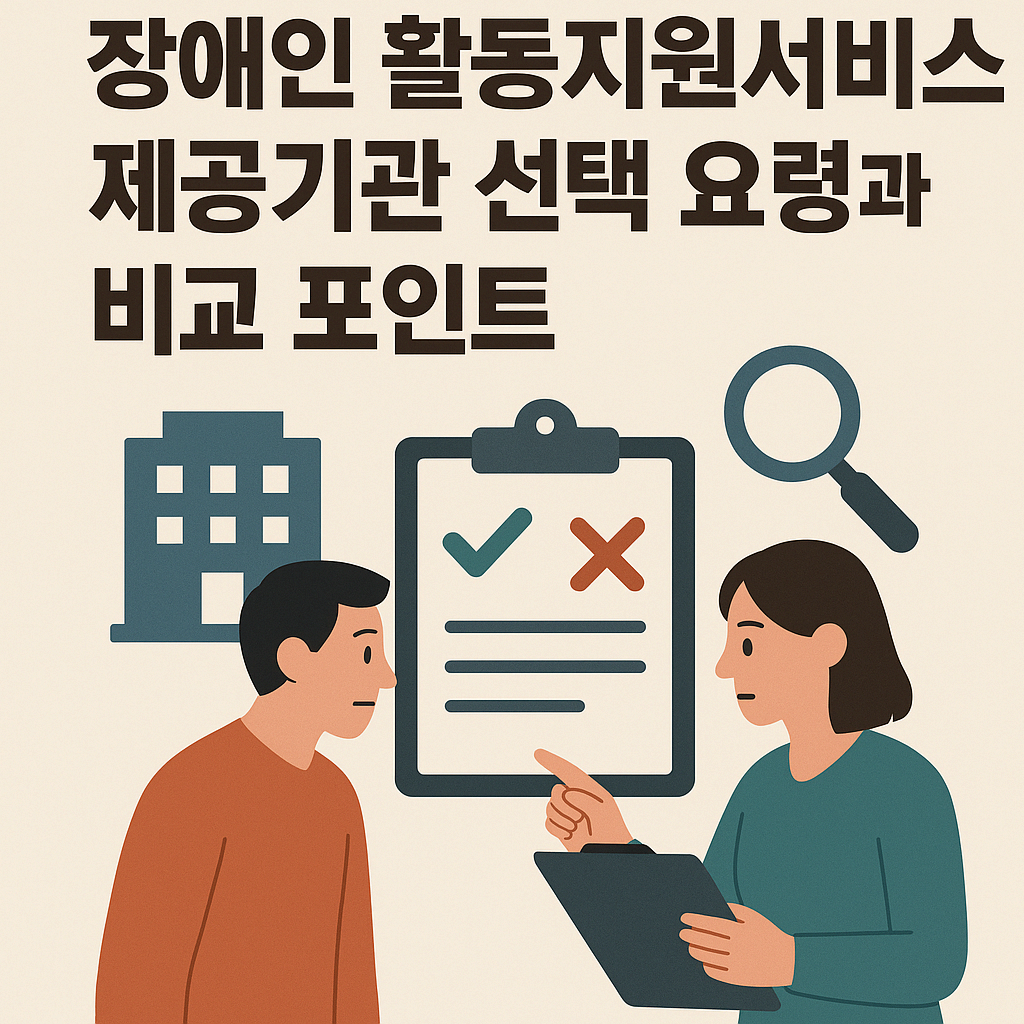 장애인 활동지원서비스 제공기관 선택은 장애인의 삶의 질, 안전, 자립생활 시간을 모두 좌우하는 중요한 결정입니다.