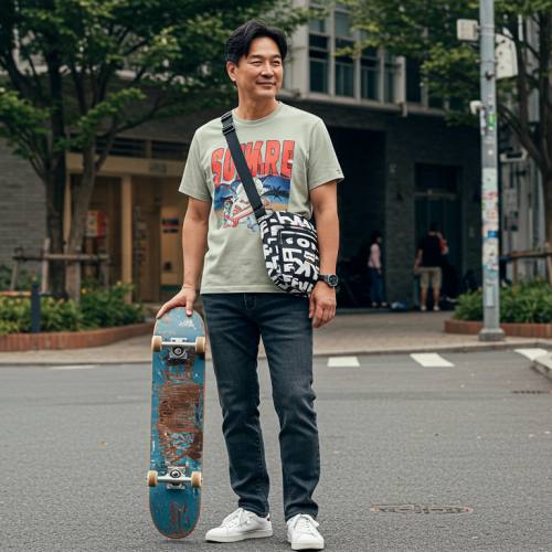 스트릿 브랜드를 입은 중년