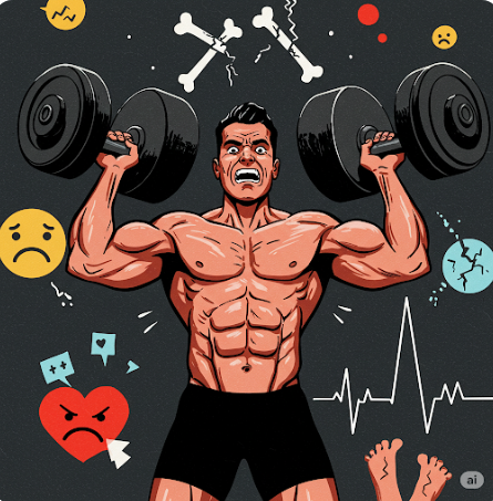 과도한 운동을 하고 있는 남성