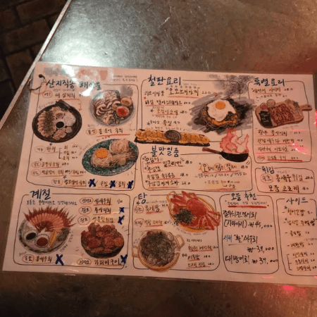 백수씨 심야식당 메뉴판