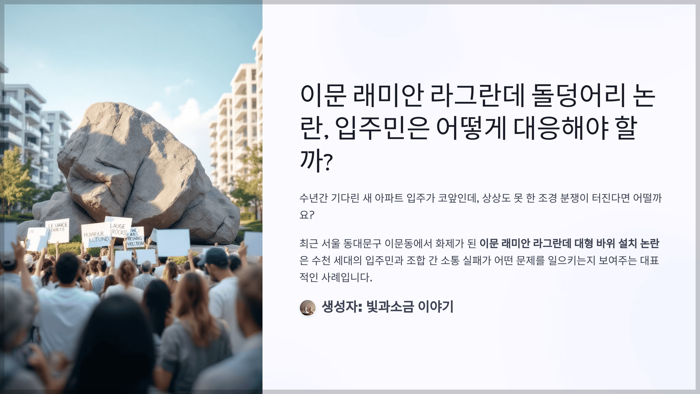 이문 래미안 라그란데 돌덩어리 논란, 입주민은 어떻게 대응해야 할까?