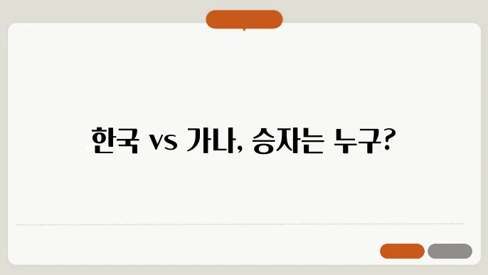 아시아 대결! 한국과 가나의 전적 데이터 분석