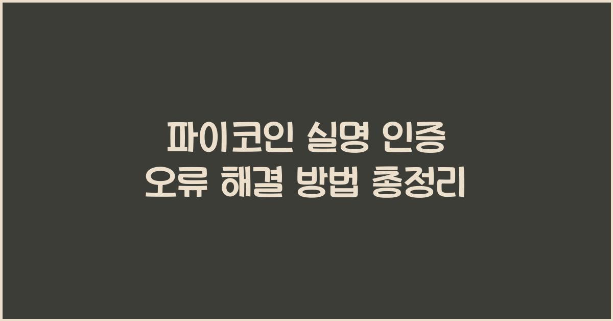 파이코인 실명 인증 오류