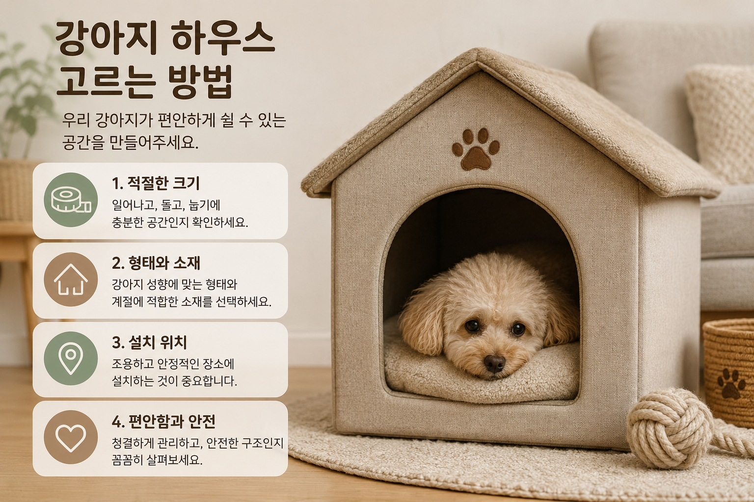 강하지 하우스 고르는 방법 인포그래피
