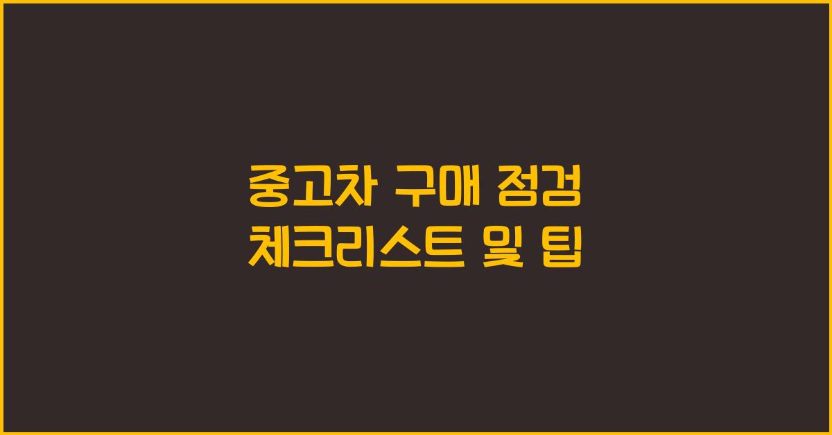 중고차 구매 점검