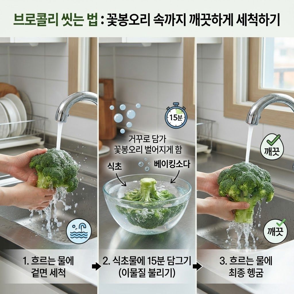 브로콜리 씻는 법 꽃봉오리 이물질 제거 세척 요령