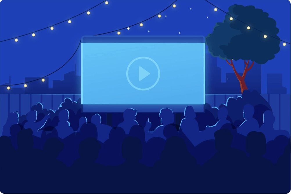 영화관에서 영화를 보는 모습