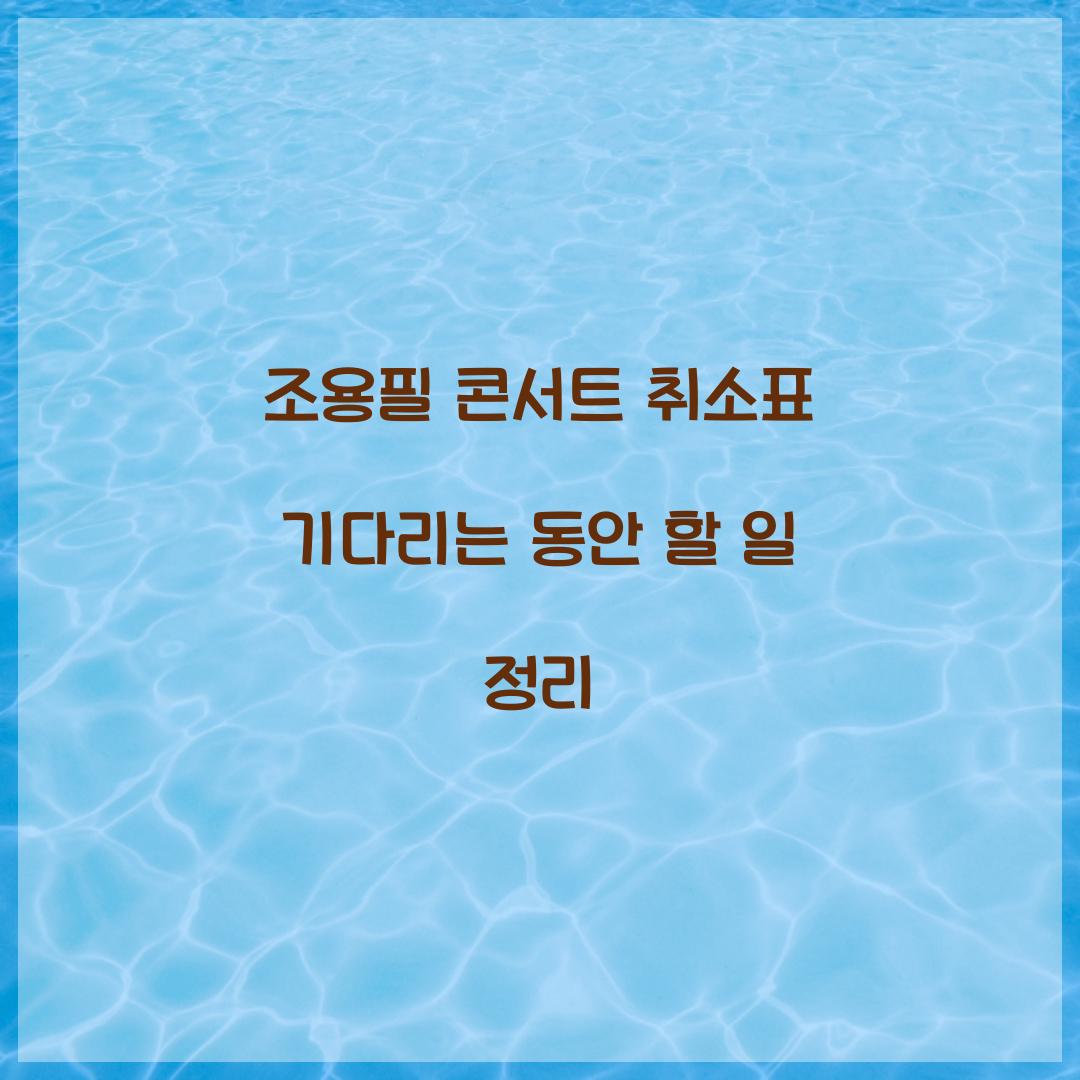 조용필 콘서트 취소표 기다리는 동안 할 일 정리