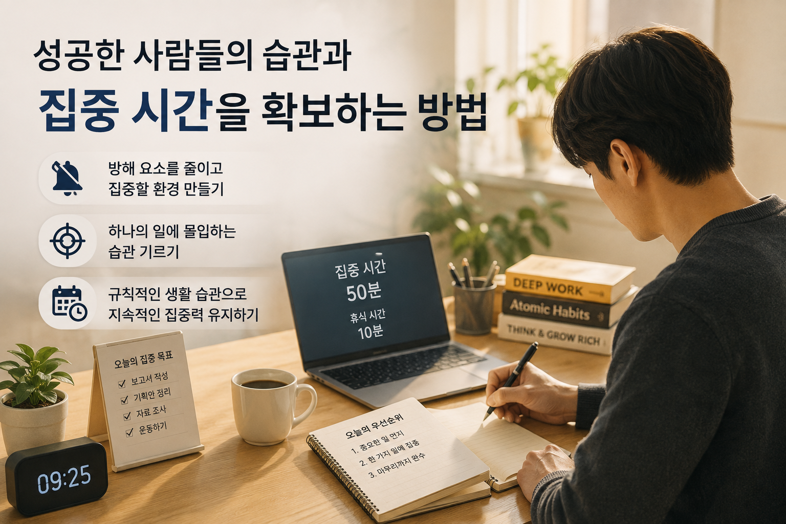 성공한 사람들의 습관과 집중 시간을 확보하는 방법
