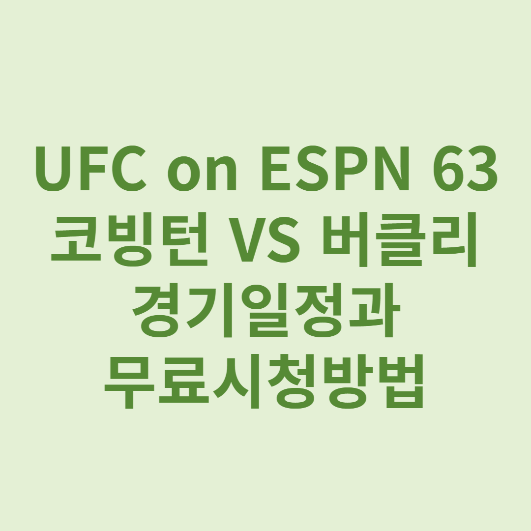 ufc경기일정
