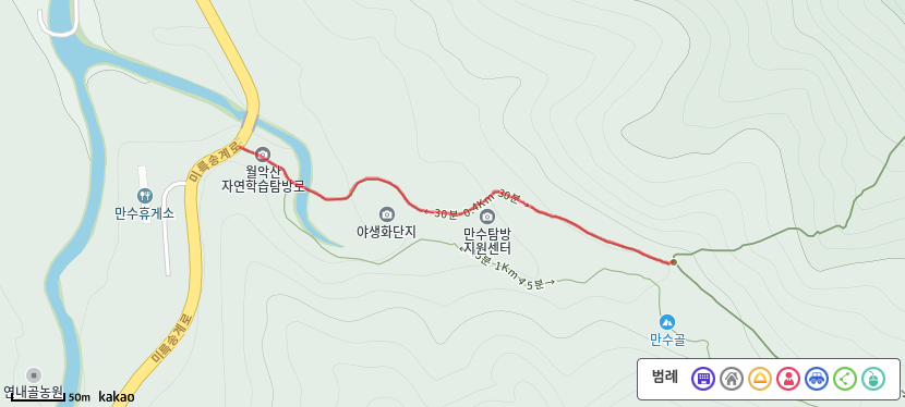 월악산 만수계곡자연관차로 등산코스