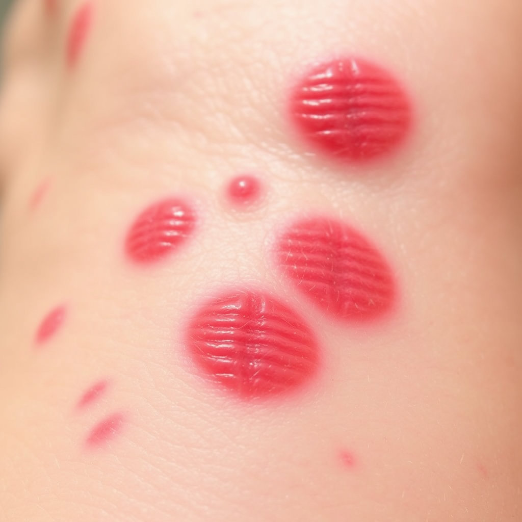 작스럽게 피부에 붉은 반점이 생기고 가렵움