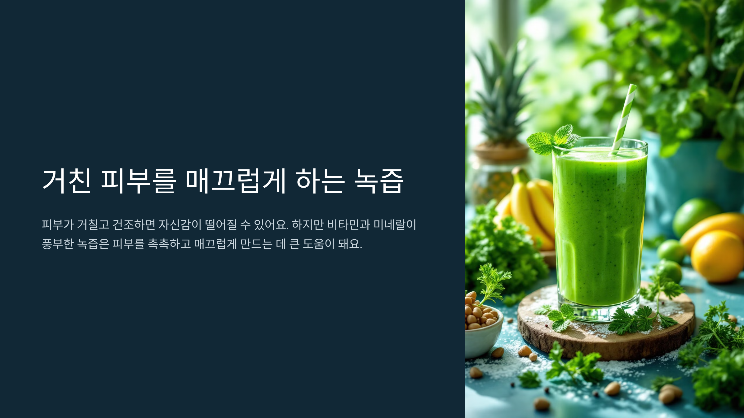 거친 피부를 매끄럽게 하는 녹즙