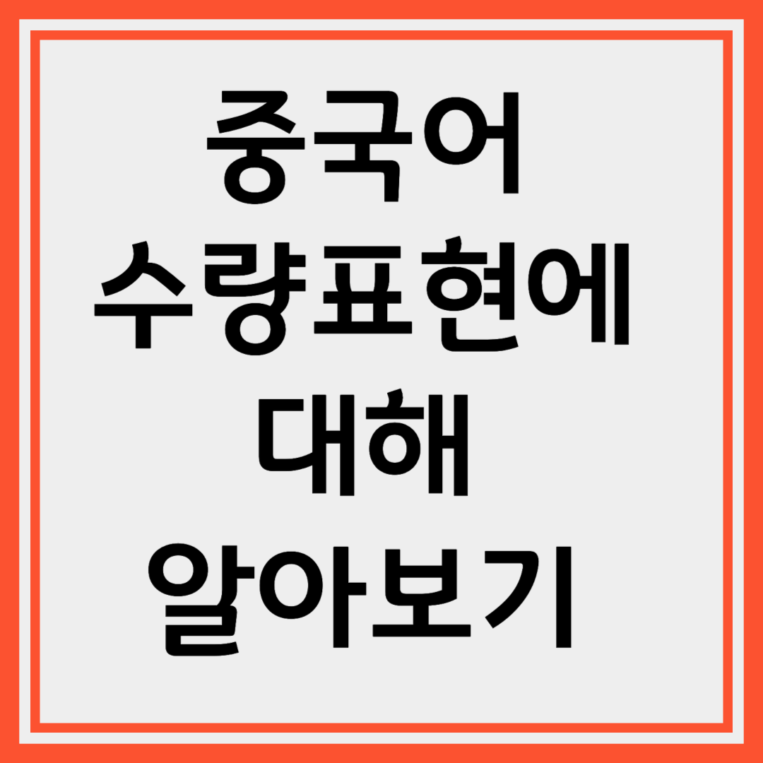 중국어 수량 표현 완전 정복을 위한 실전 가이드