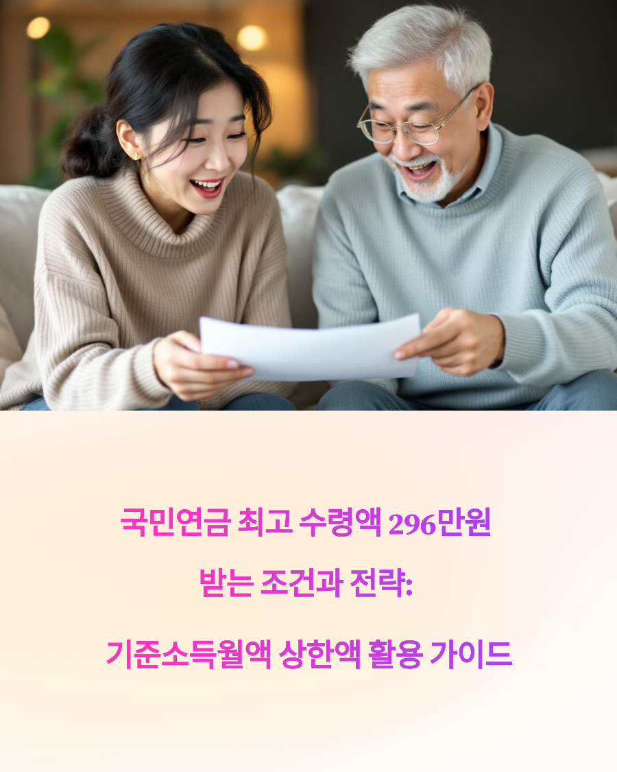 국민연금 최고 수령액 296만원 받는 조건과 전략: 기준소득월액 상한액 활용 가이드