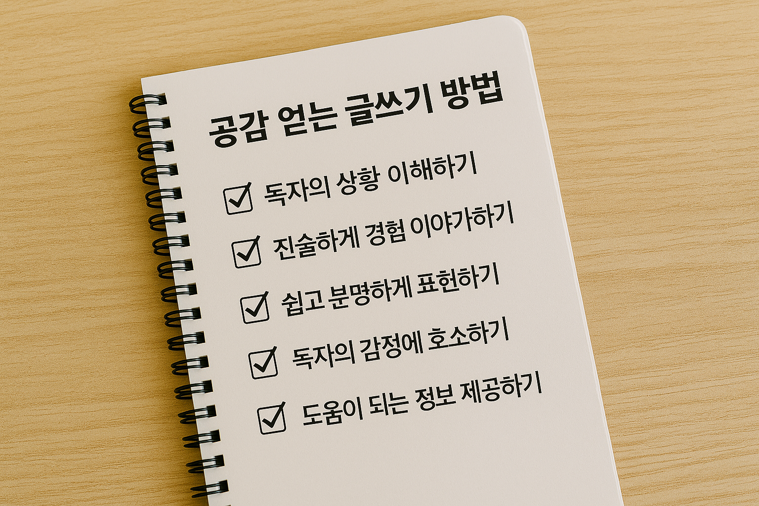 공감을 위한 글쓰기 체크리스트와 블로그 발행 루틴 캘린더