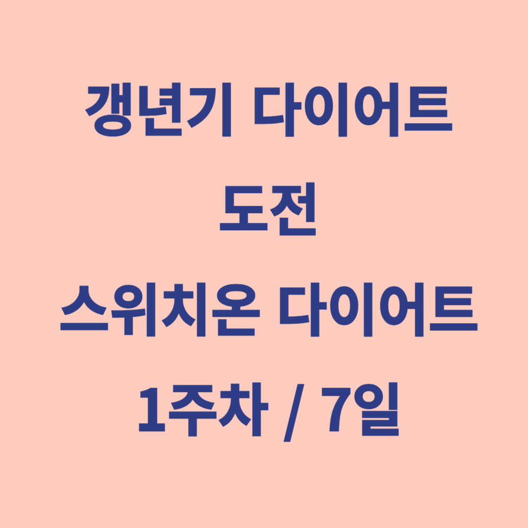 갱년기 스위치온 다이어트