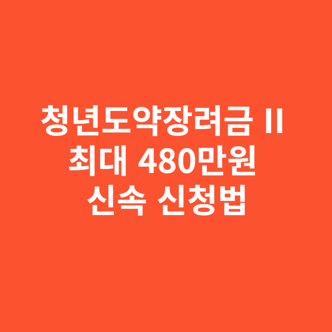 청년도약장려금 II 최대 480만원 신속 신청법