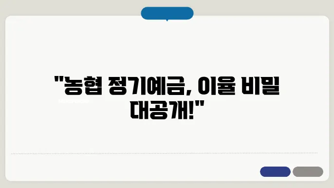 농협은행 정기예금 금리비교 이율 알아보기