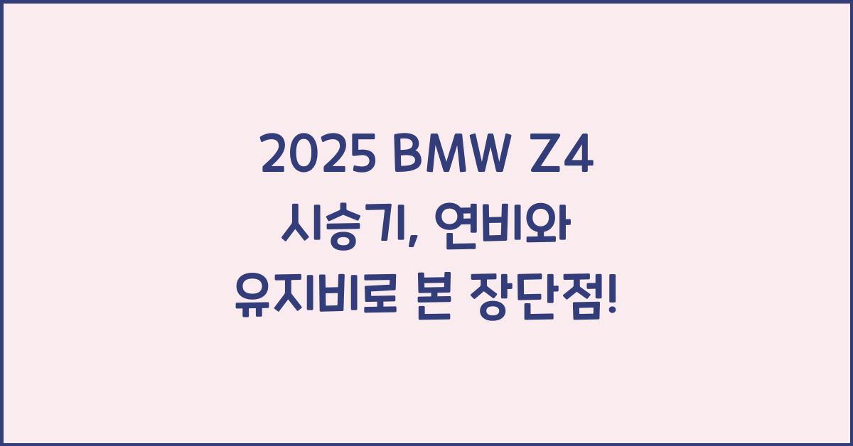 2025 BMW Z4 시승기 제원 연비 장단점 유지비 오너평가
