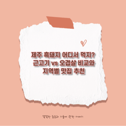제주 흑돼지 어디서 먹지? 근고기 vs 오겹살 비교와 지역별 맛집 추천