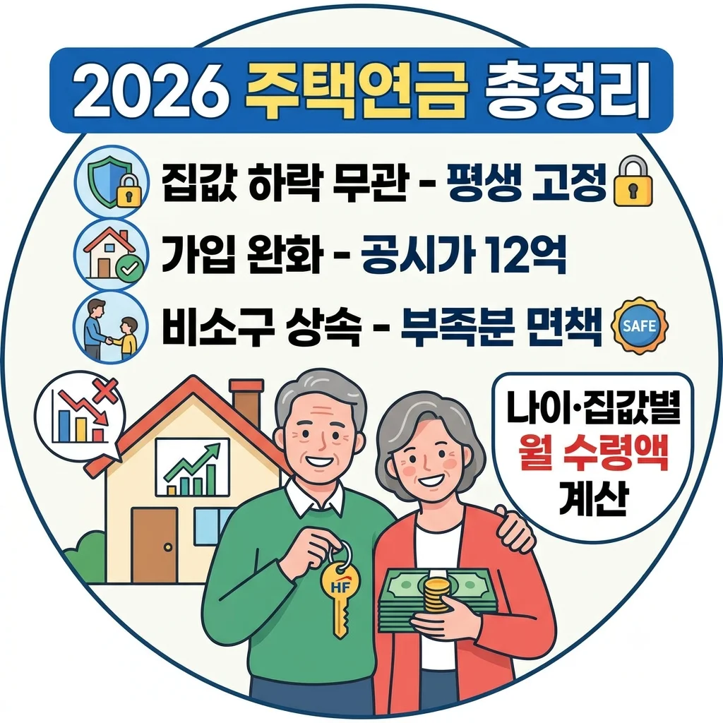 2026 주택연금 가입조건 완화 및 나이별 집값별 월 수령액 계산 총정리