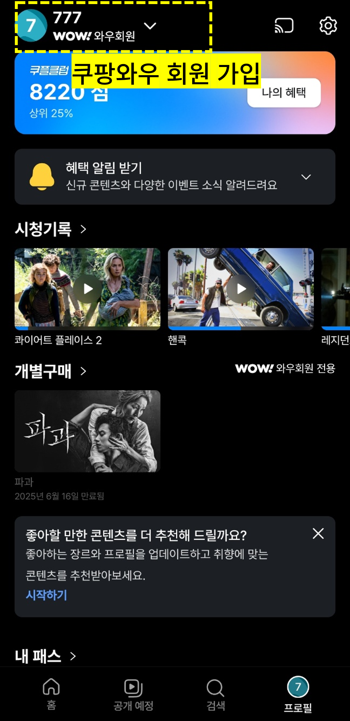 쿠팡플레이 TV연결