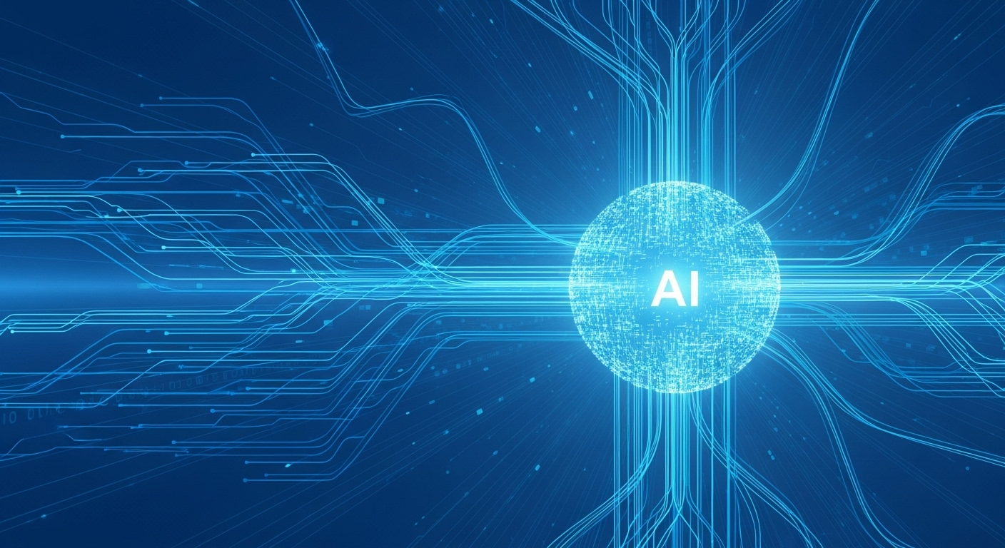 AI가 금융 데이터를 분석하고 미래 시장을 예측하는 모습을 추상적으로 표현한 이미지.