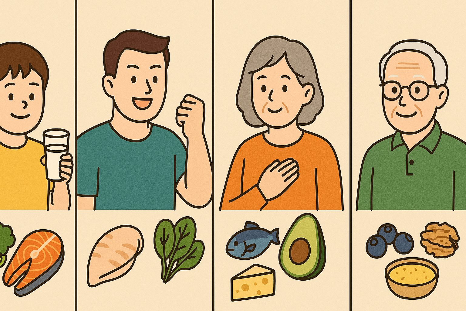 연령대별 추천음식을 설명하는 그림