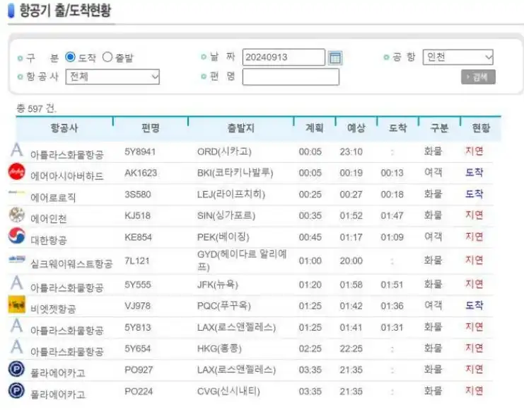 항공기현황