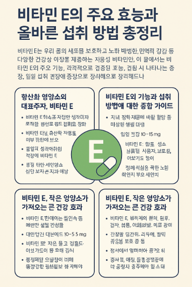 비타민 E의 주요 효능과 섭취 방법 관련 이미지