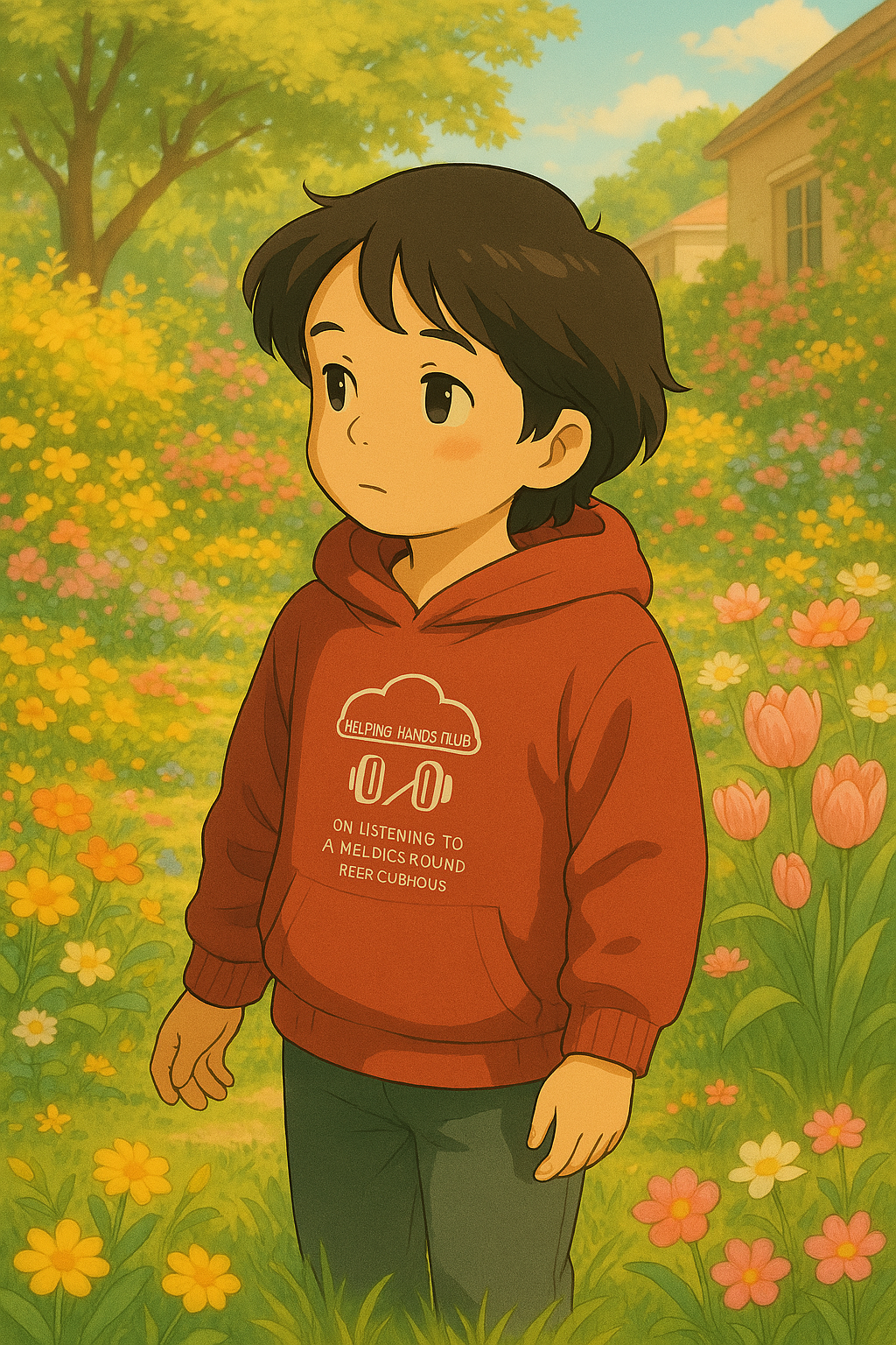 꽃 숲속 아이 그림