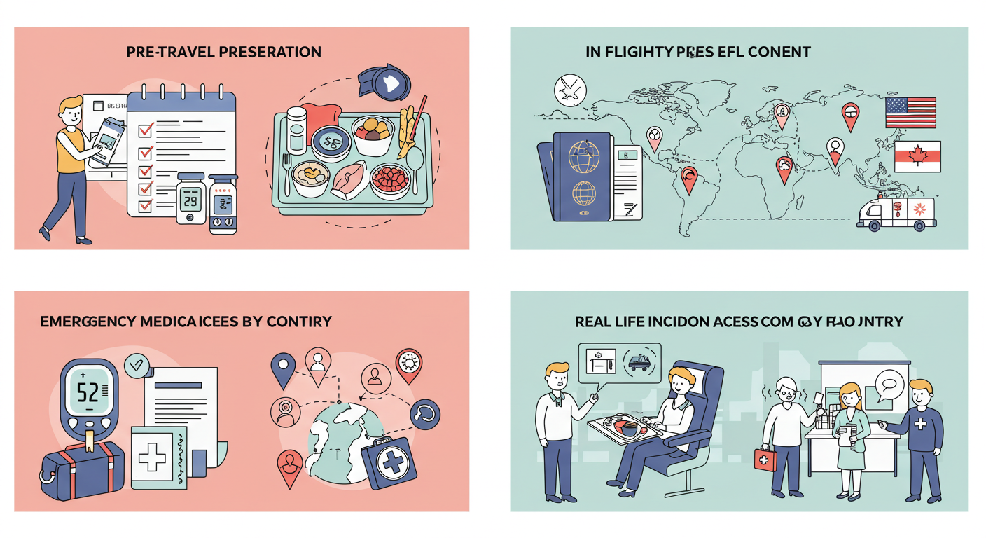 당뇨 환자를 위한 해외여행 준비사항, 기내식, 나라별 응급 대비, 실제 사례에 관한 이미지