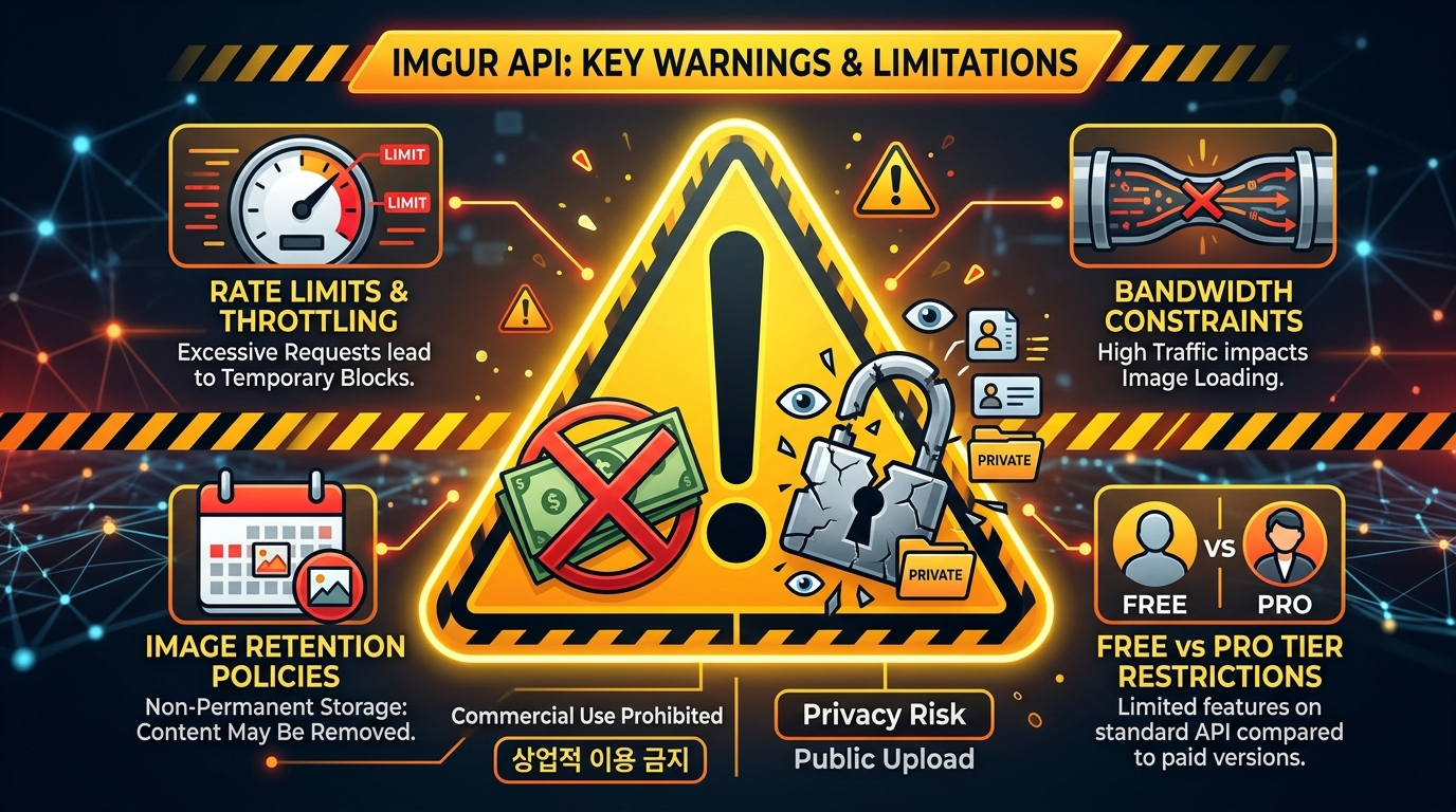 Imgur 무료 API 사용 시 반드시 알아야 할 상업적 이용 금지 및 개인정보 프라이버시 주의사항