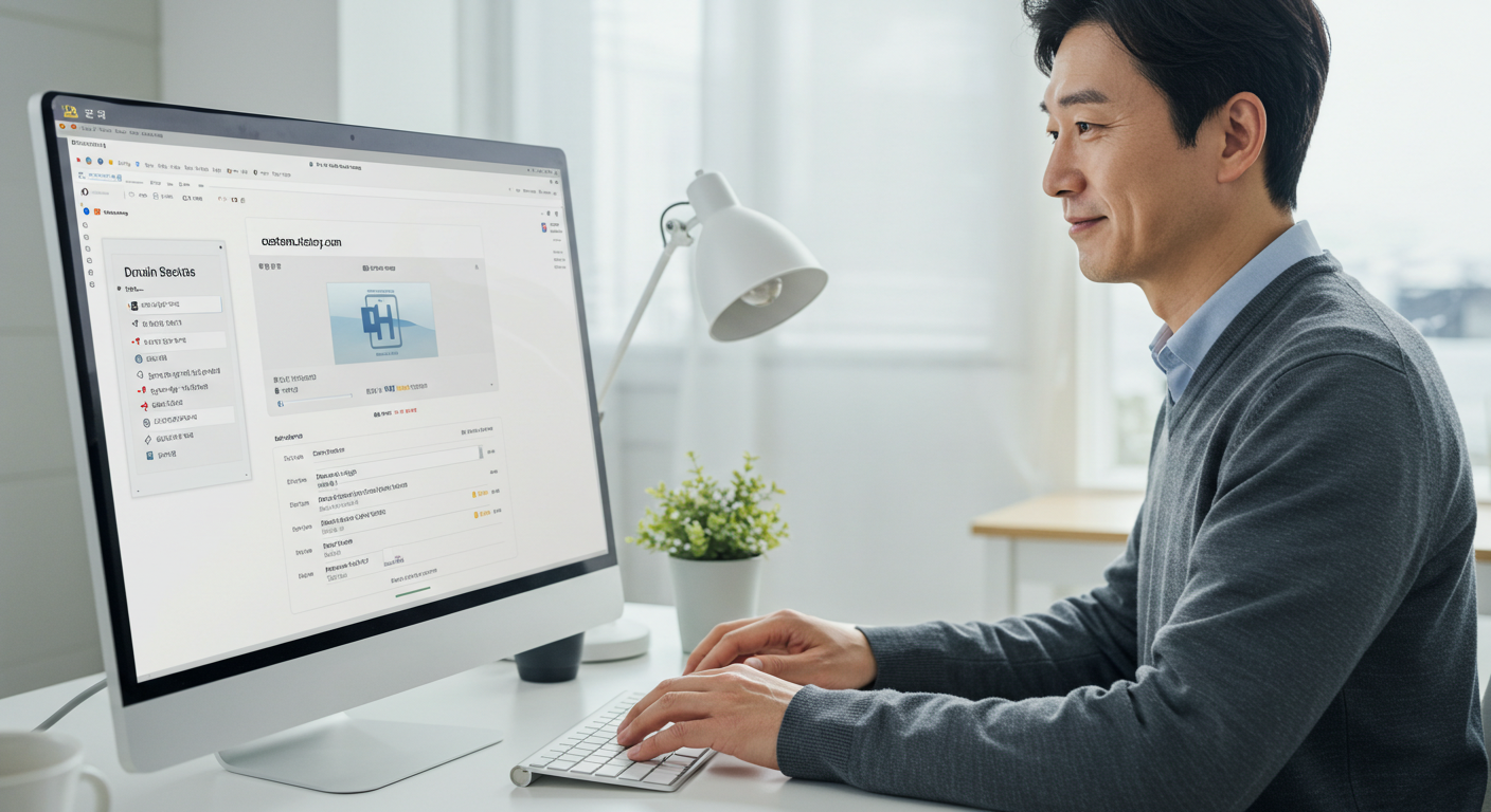 DNS 설정을 통해 도메인을 티스토리에 연결하는 모습