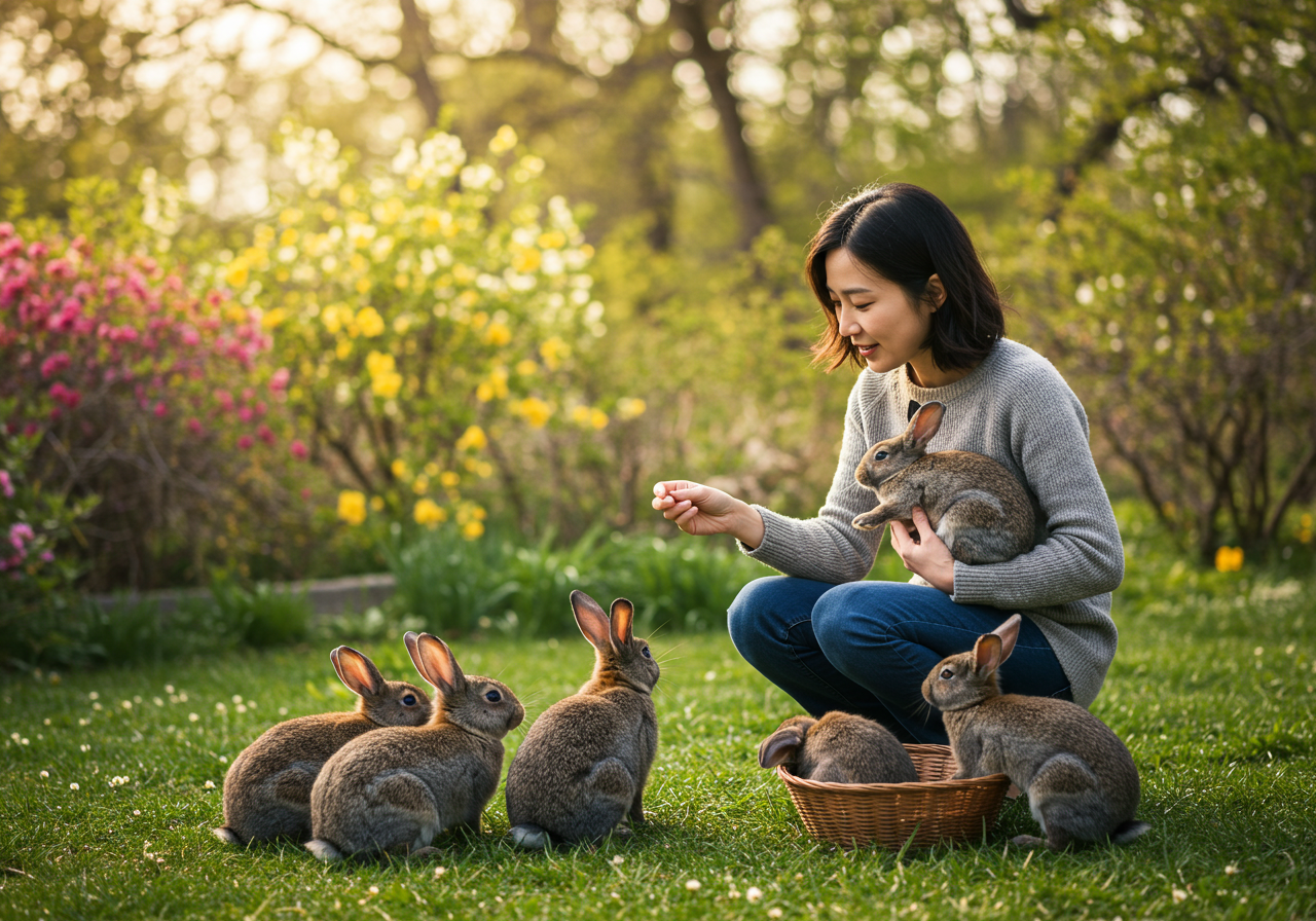 토끼와의 다양한 상호작용 꿈 - 잡기부터 기르기까지