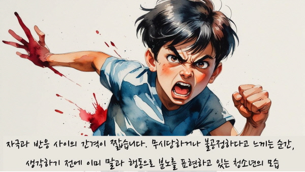자극과 반응 사이의 간격이 짧습니다에 관한 그림