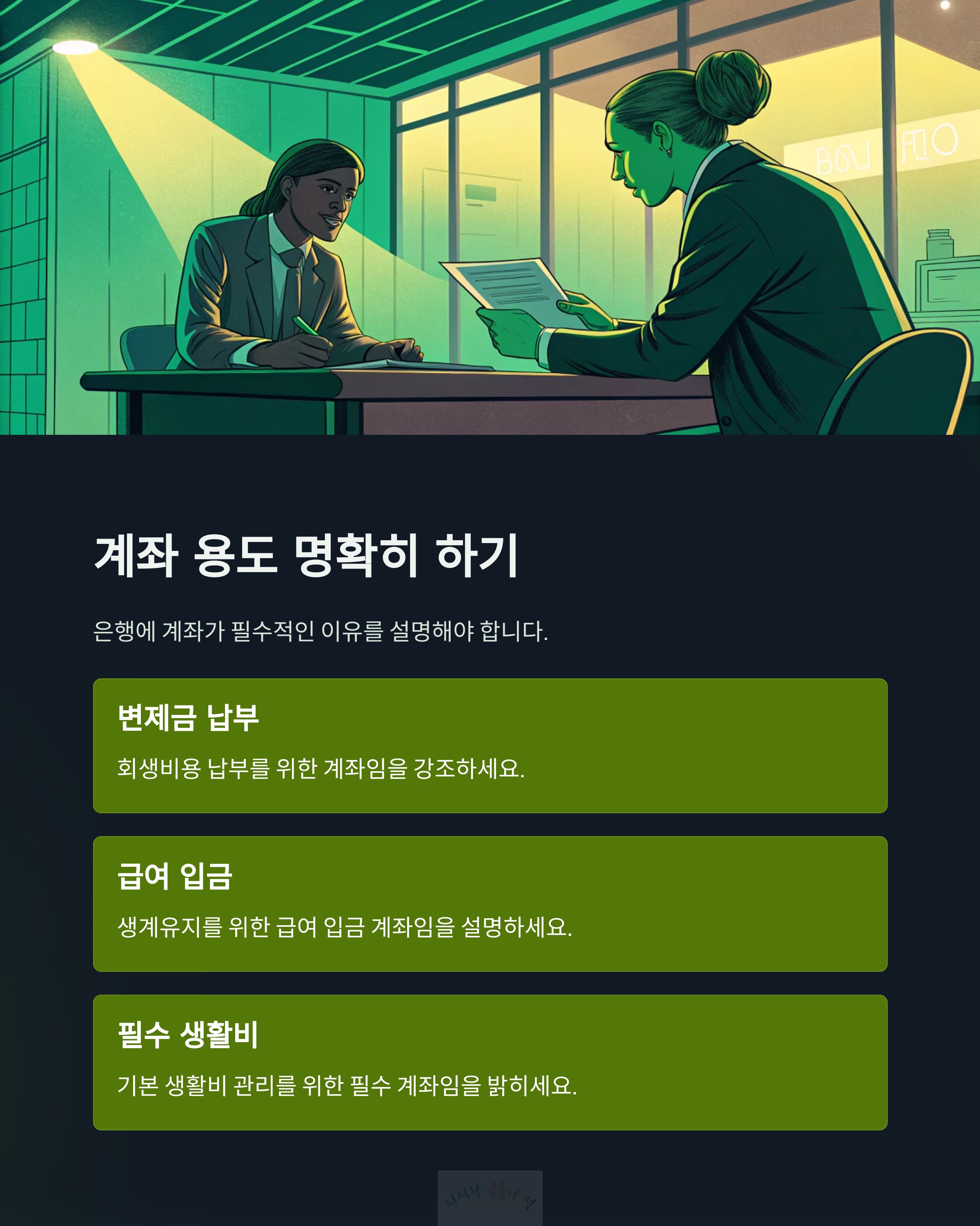 계좌 용도 명확히 하기