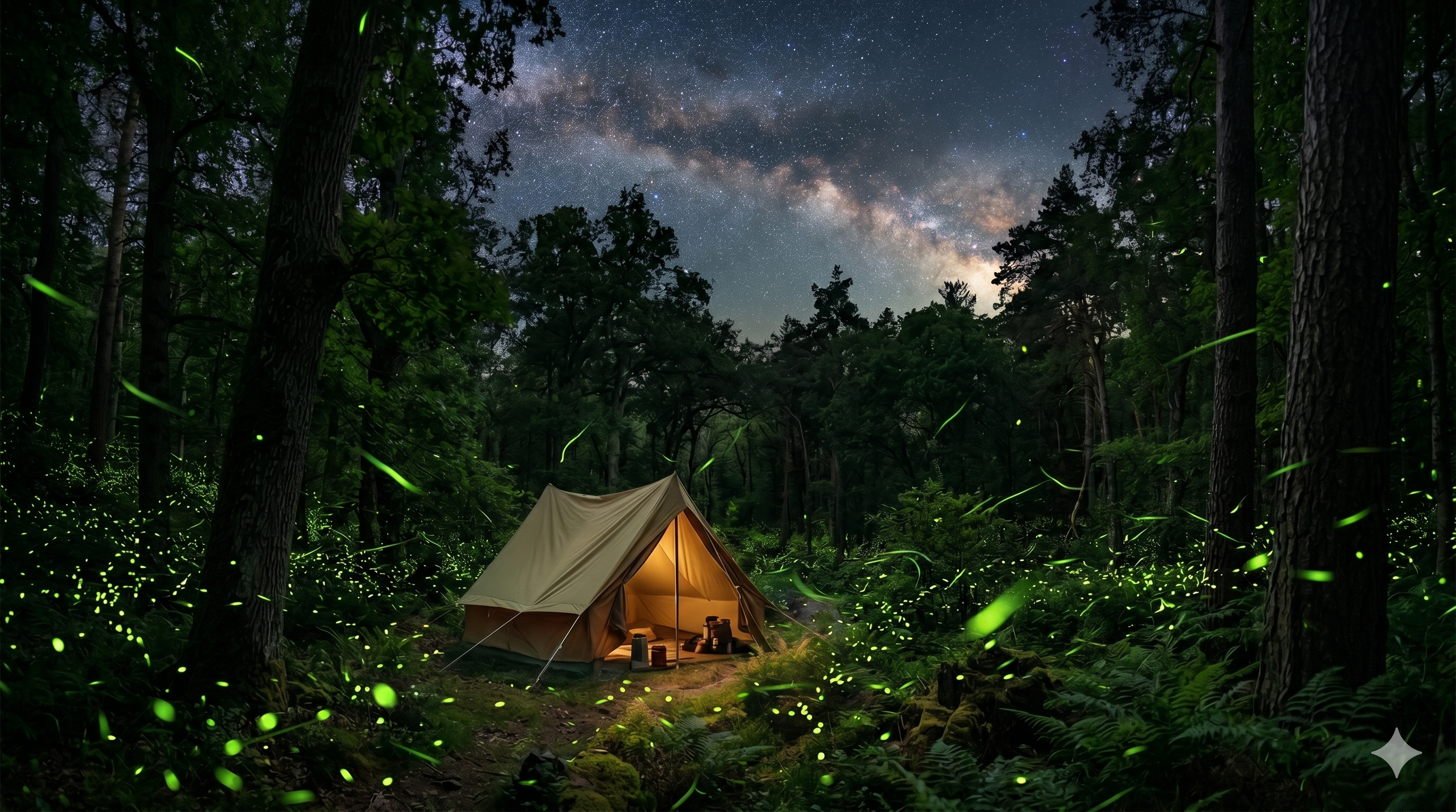 밤하늘 아래 조용한 무주 숲속 캠핑 muju-quiet-forest-camping-night