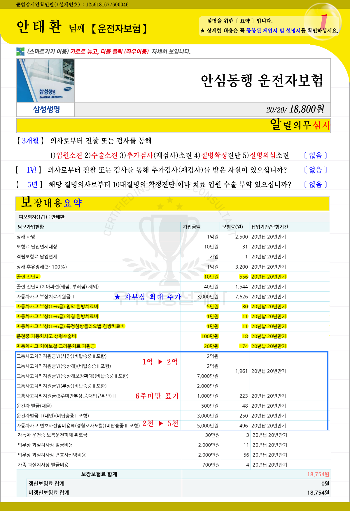 안태환님!운전자보험추천